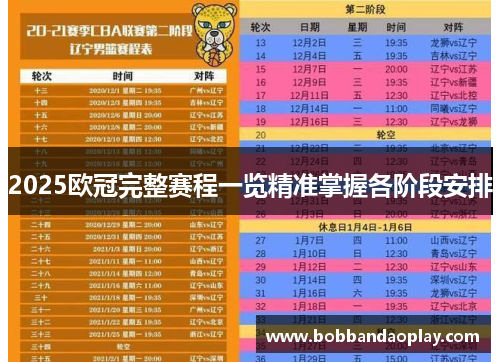 2025欧冠完整赛程一览精准掌握各阶段安排
